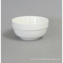 Cuenco de arroz de cerámica borde redondo alto blanco